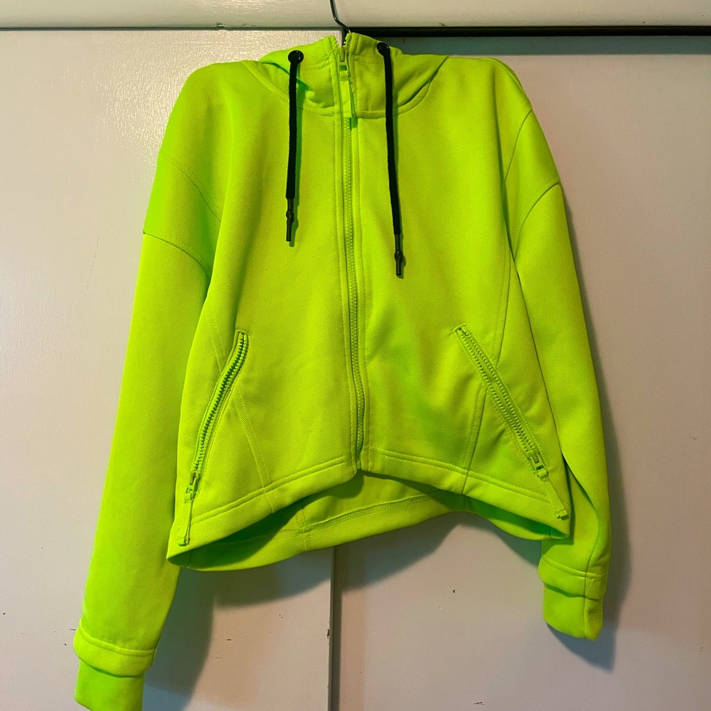 Zara, Neon Yellow Zip-up Hoodie, Size M